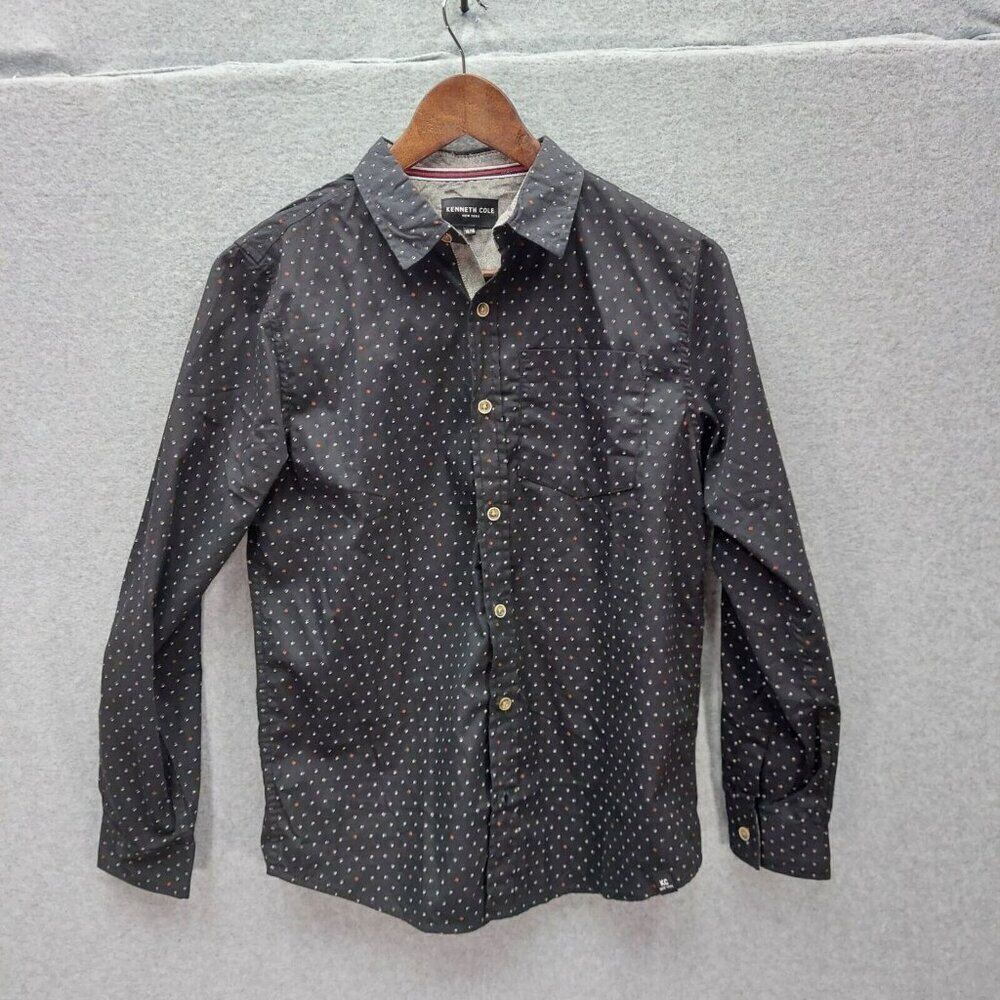 Kenneth Cole Black Long Sleeve Collared Slim Fit Dress Shirt Size 14/16